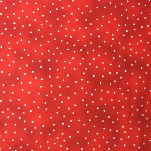 Red Polka Dot Polycotton Fabric with Gingerbread Snowflake Print Per Metre 